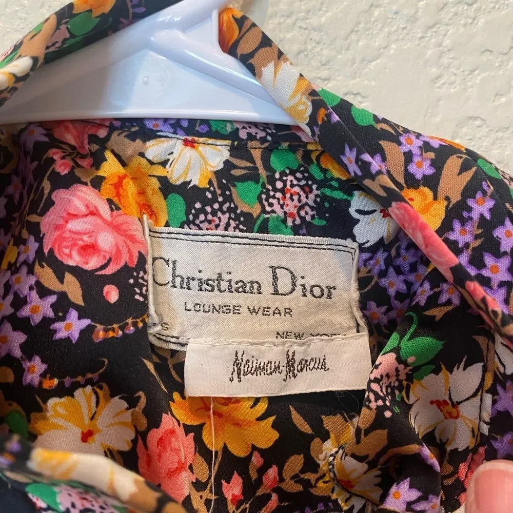 Christian Dior vintage Kaftan Maxi Dress loungewear Womens Neiman Marcus medium - Picture 3 of 9